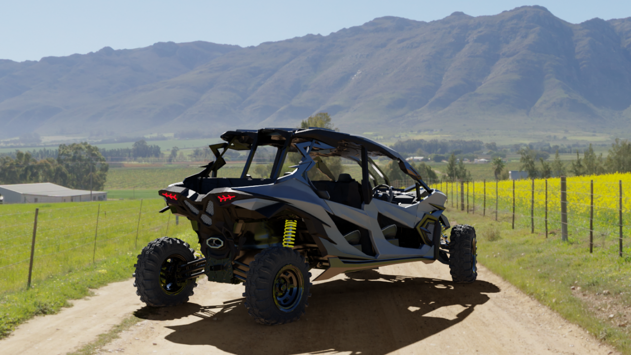 Arav, 4 seater 4x4 off road vehicle , is seen on a beach, emphasizing its ability to do beach patrolling.